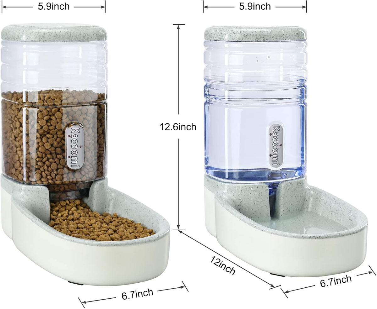 automatic dog cat feeder and water dispenser gravity, side view