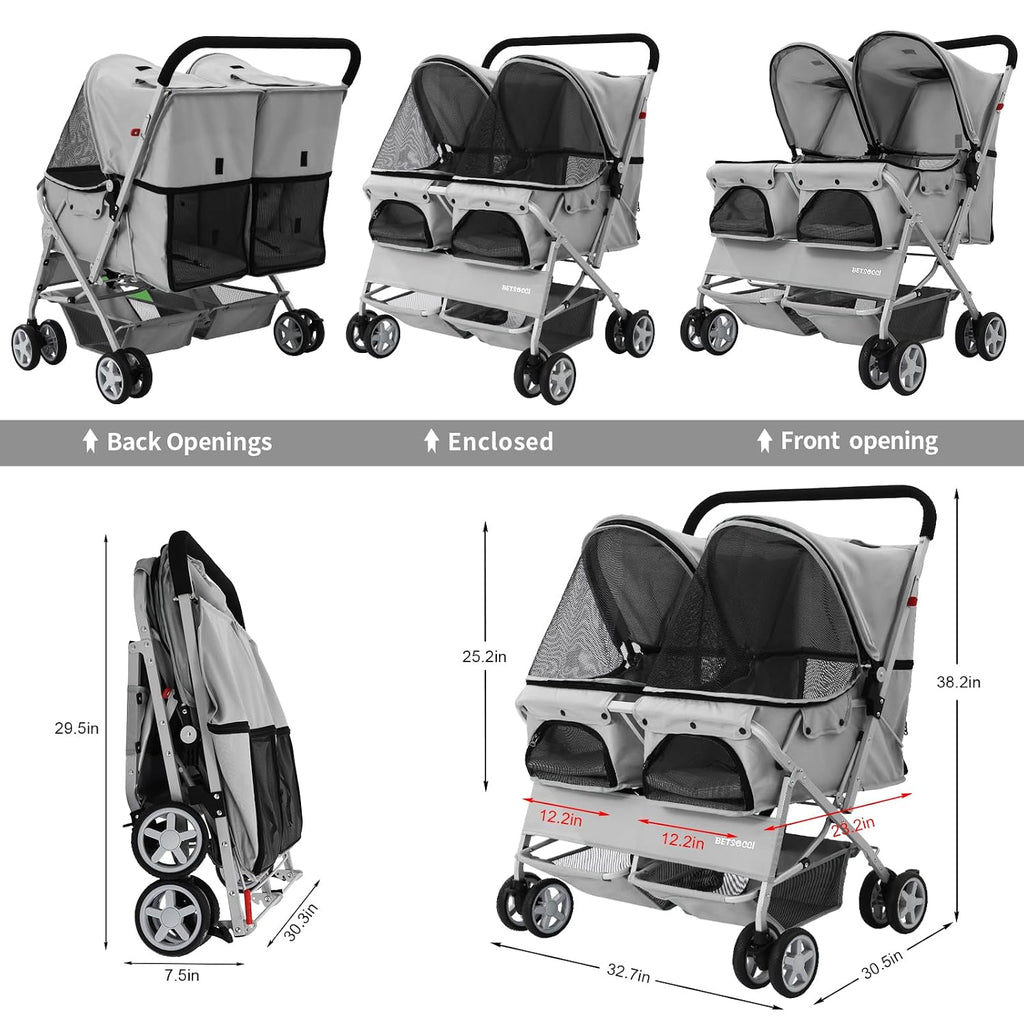 double pet stroller for 2 small dogs & on a desk or shelf