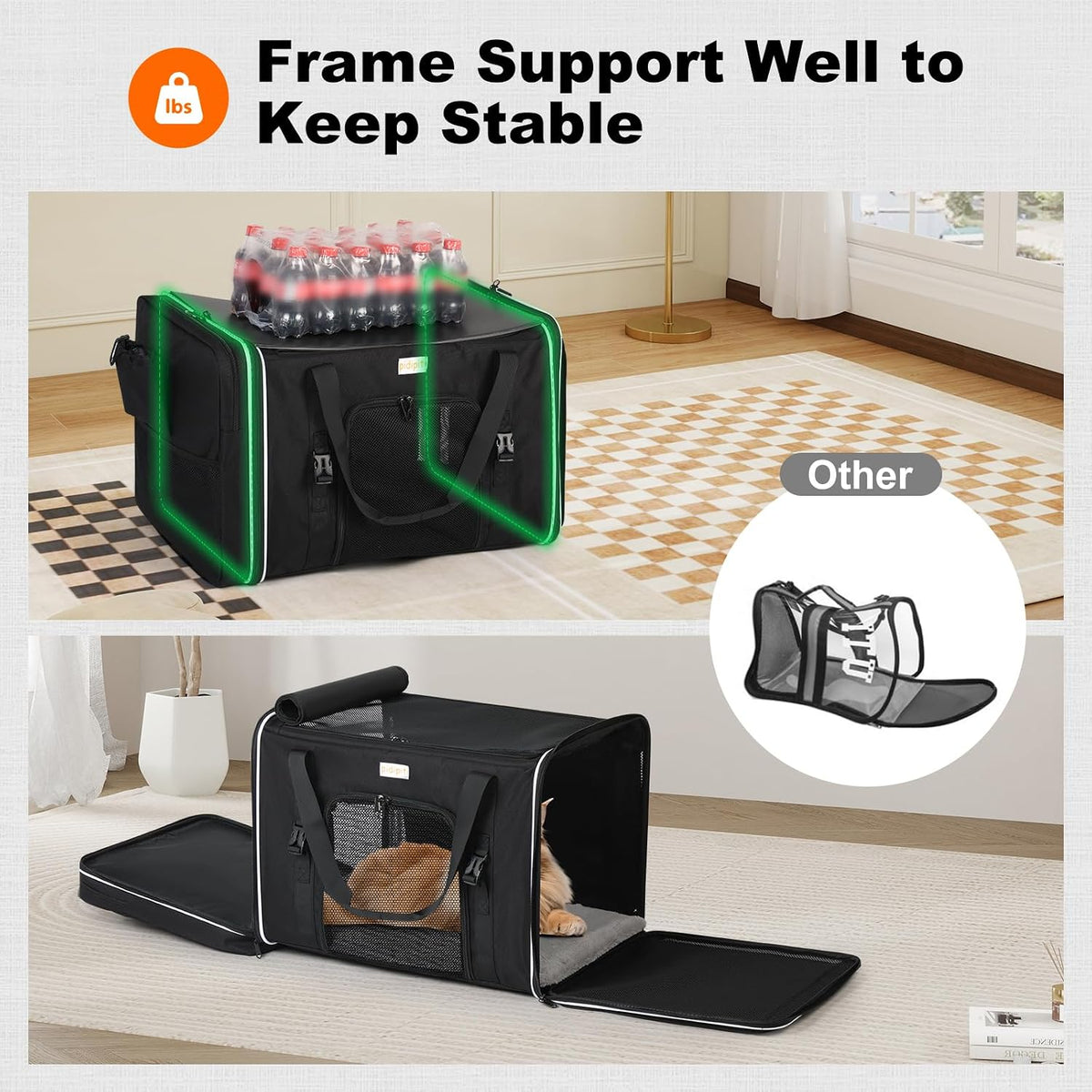 pidipiti 24x17x17 x-large pet carrier for 1 large, side view