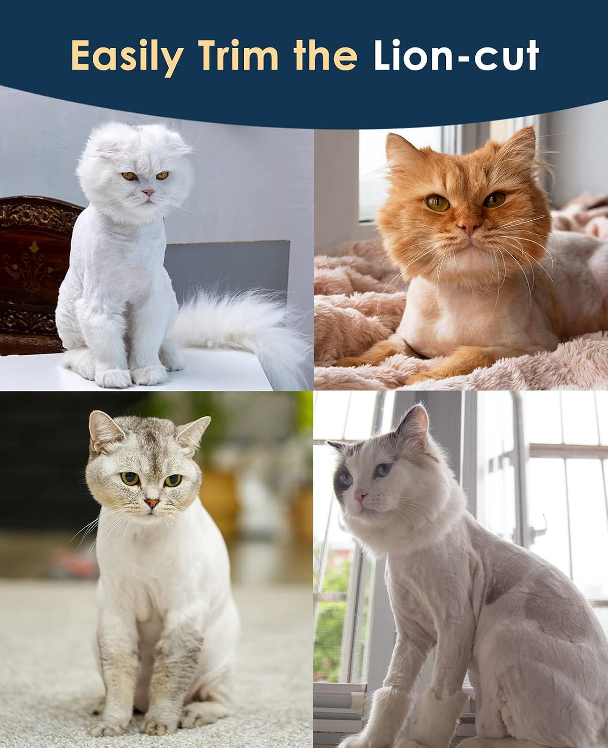 oneisall quiet cat clippers for matted hair & showing dimensions