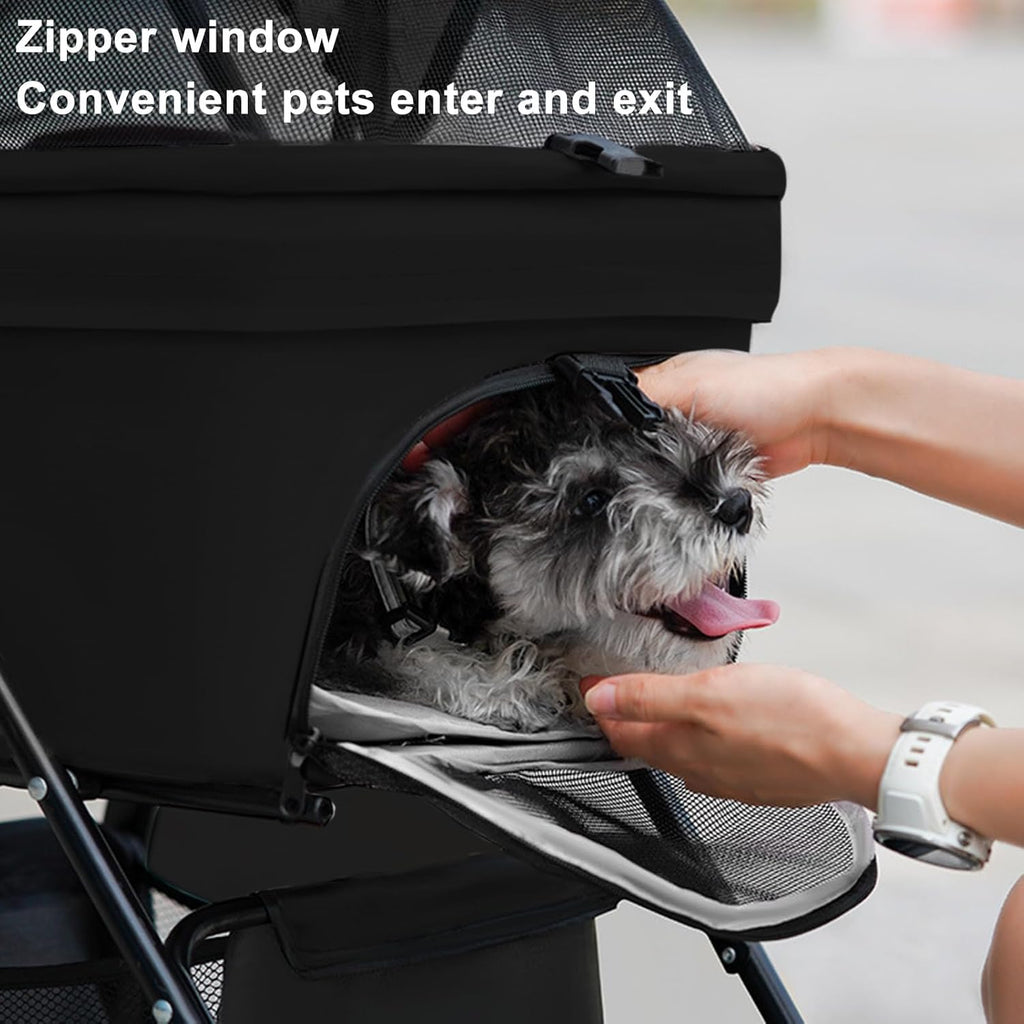 pet stroller-folding 4 wheels cat/dog stroller for medium, front angle view