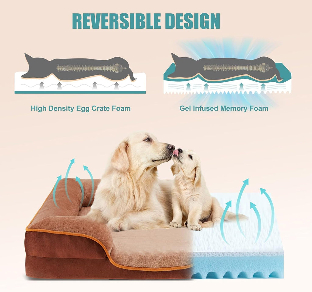 sweetcrispy orthopedic large dog bed, waterproof pet sofa shown in use