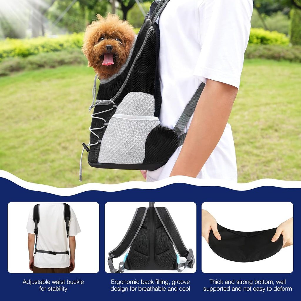 pawaboo pet dog front carrier backpack,ventilated mesh puppy showing dimensions