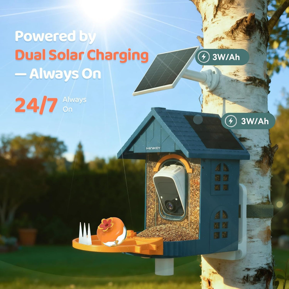 smart bird feeder with camera outdoor birdhouse:ai identifies shown in use