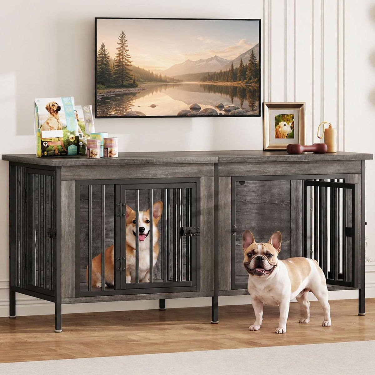 dumos 54" dog crate furniture for 2 dogs, main product view