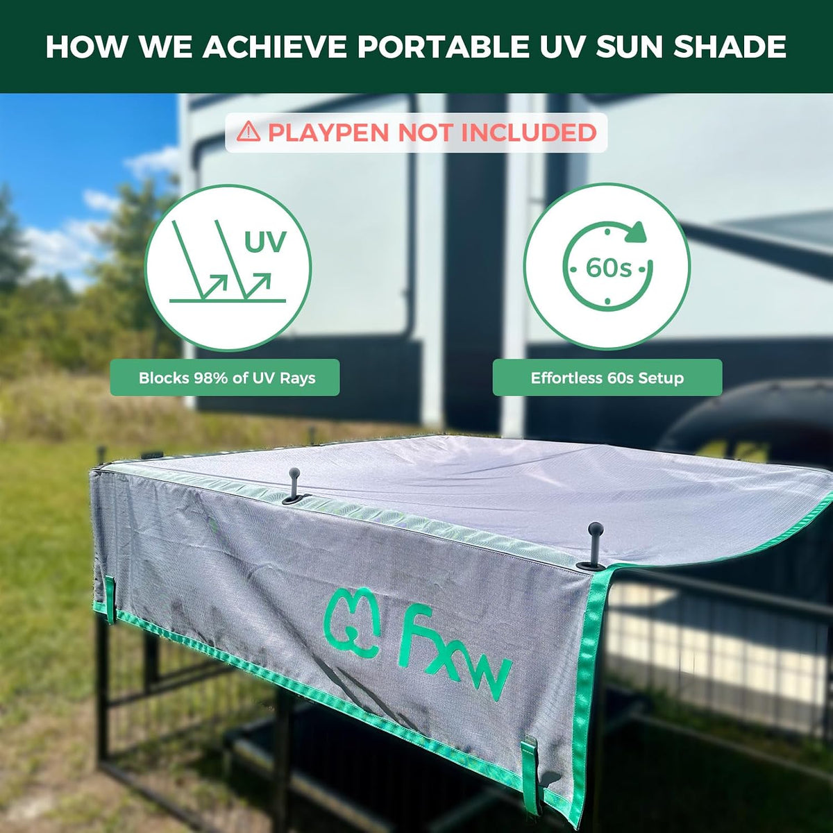 fxw sun shade for rollick & instant dog, side view