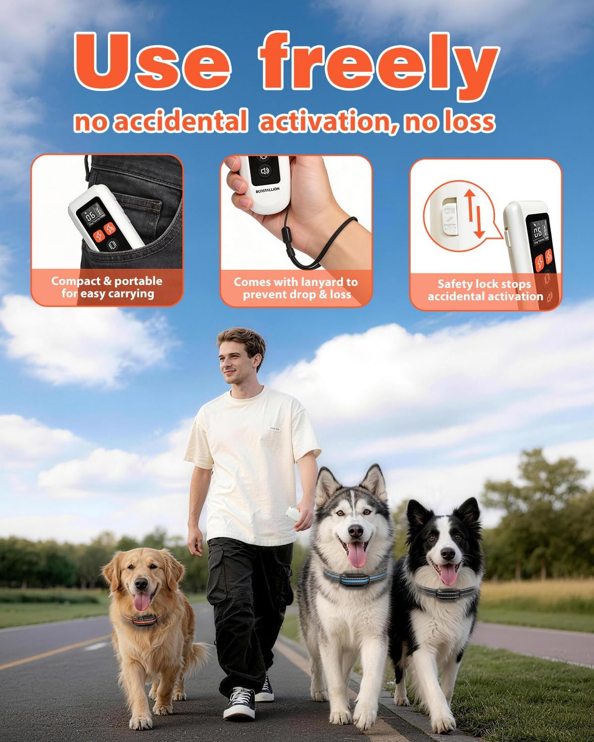 shock collar for dogs 3 pack, 3300ft e showing dimensions