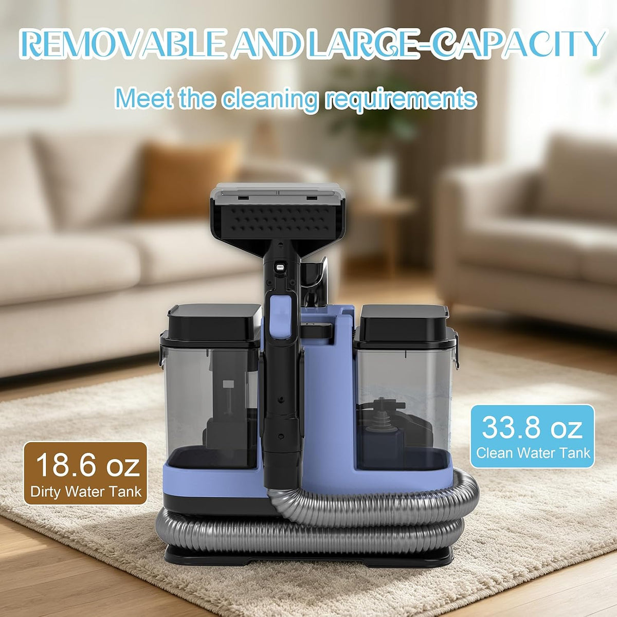 18kpa carpet cleaner machine, portable carpet and upholstery showing dimensions