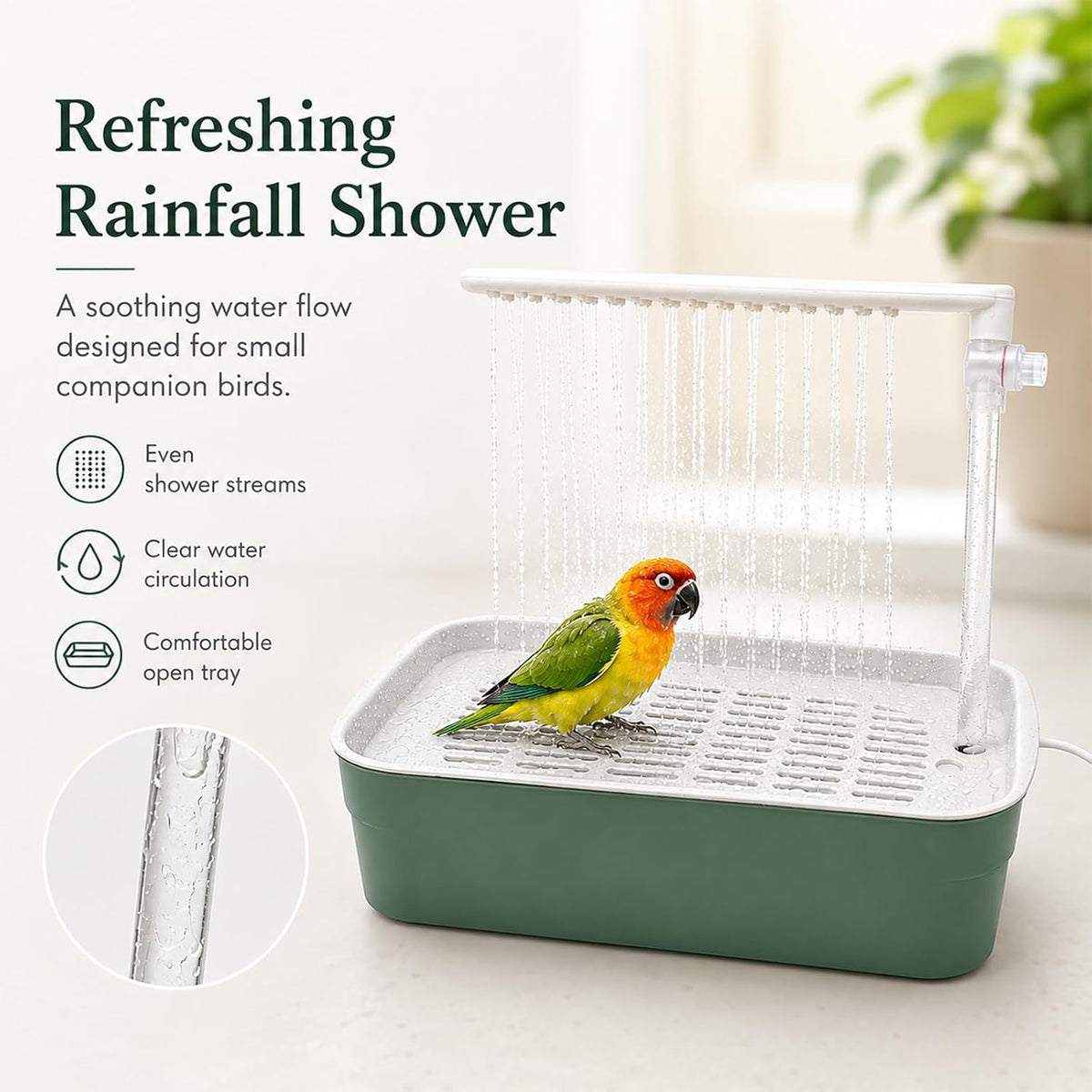 parrot bathtub indoor automatic bath shower,bird bath with, side view