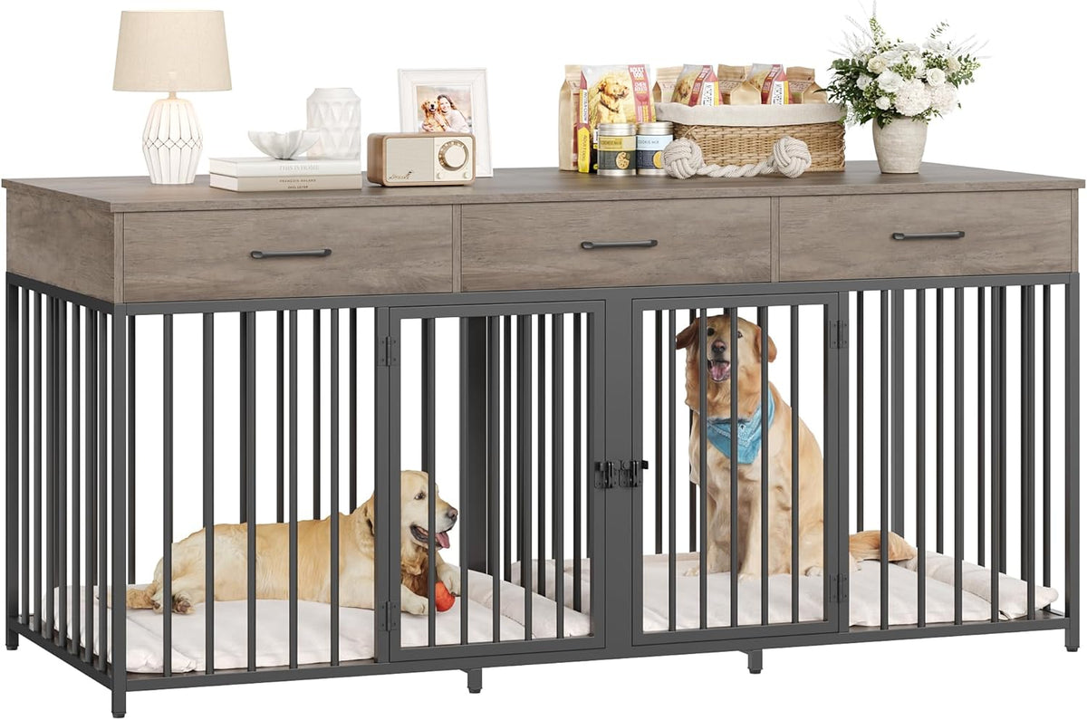 hostack double dog crate, 71" w indoor dog, main product view