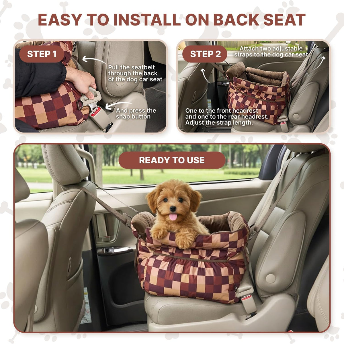 burgeonnest dog car seat for small dogs up showing dimensions