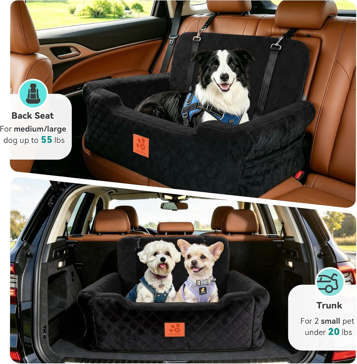 dog car seat for large/medium dogs uuder 55, close-up detail