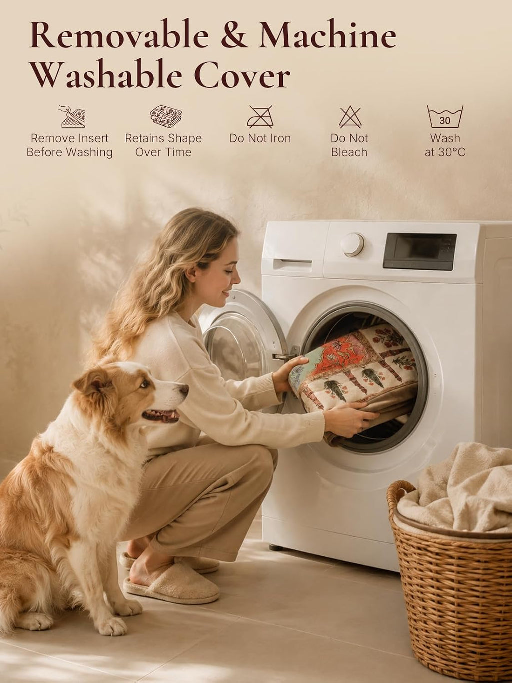 exsnugy orthopedic washable dog bed boho crate pet, package contents
