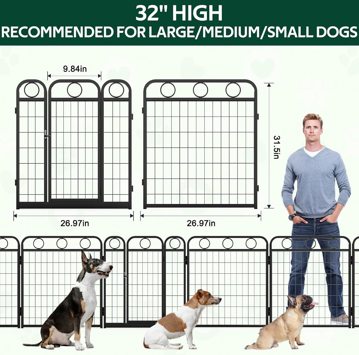 dog playpen - 32 inch 8 panel metal shown in use