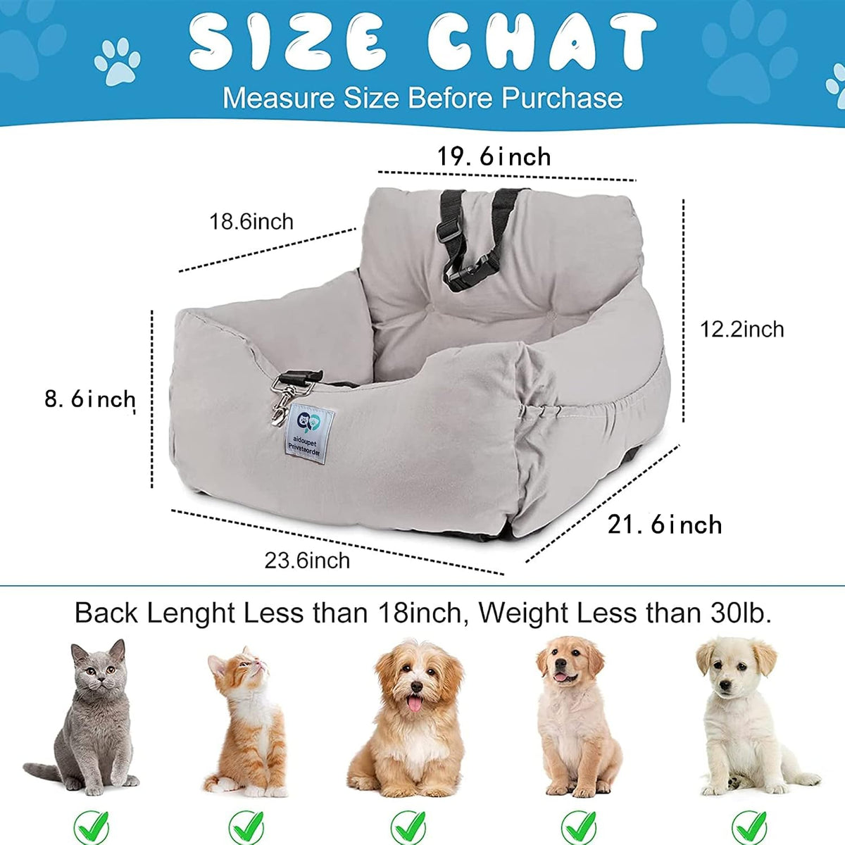 aidou dog booster seat for small to large, side view