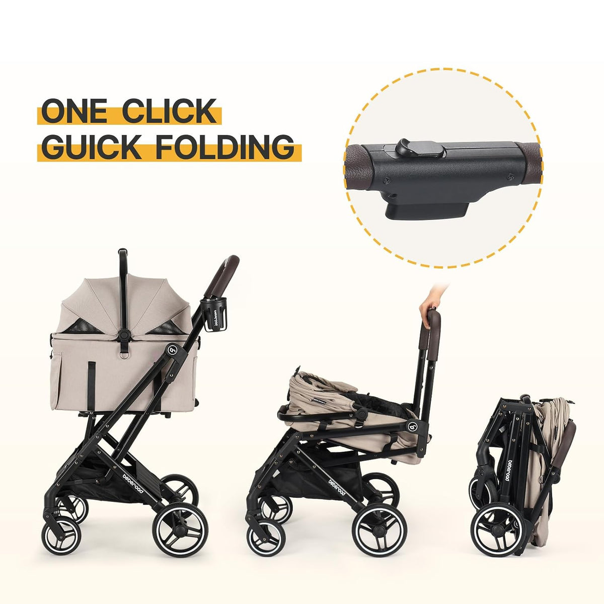 x2 pet stroller, dog cat stroller for small, side view