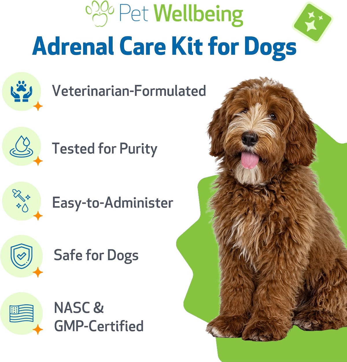 pet wellbeing adrenal care kit for dogs, close-up detail