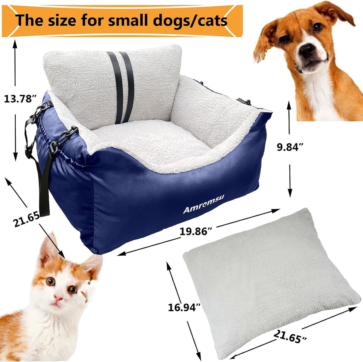 dogs car seat for small dog,fully detachable and shown in use