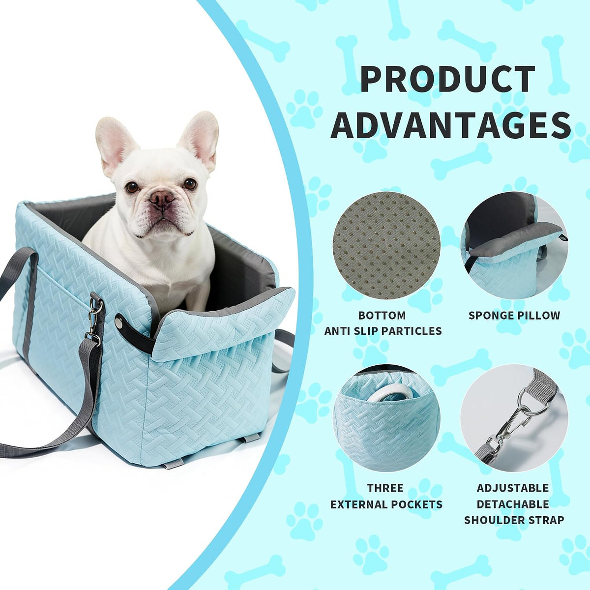 center console dog car seat for small dogs, package contents