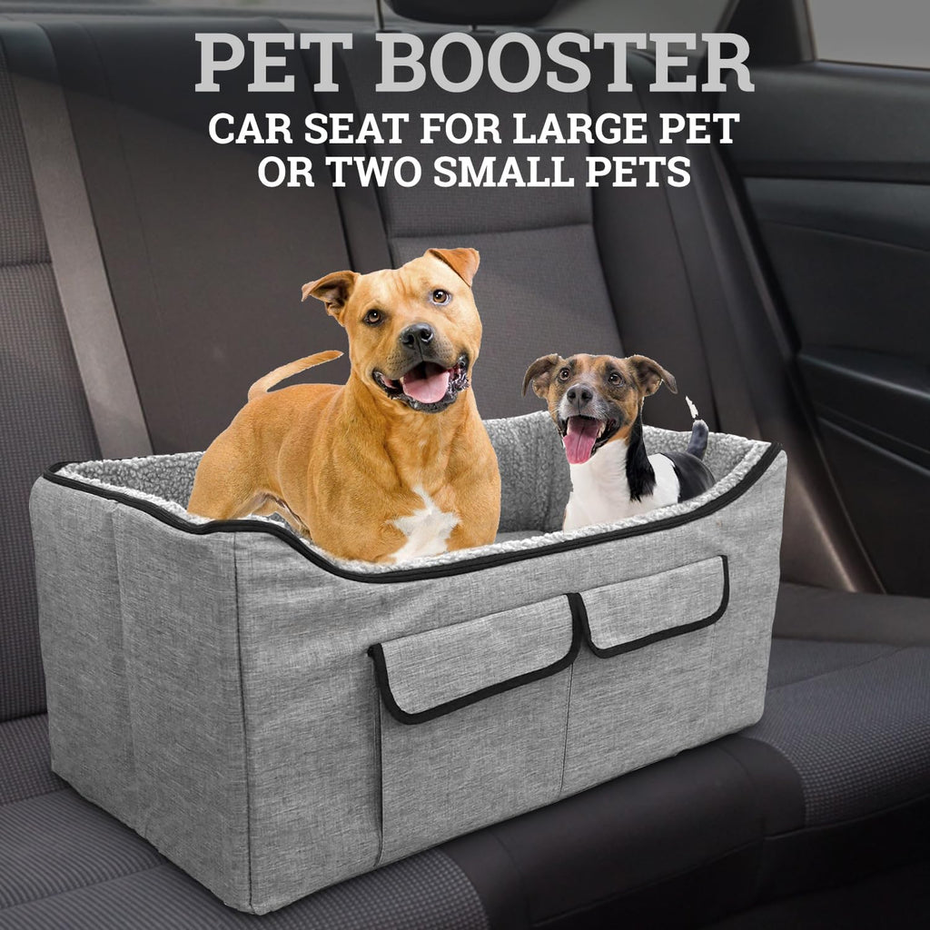double pet dog booster car seat for large, front angle view
