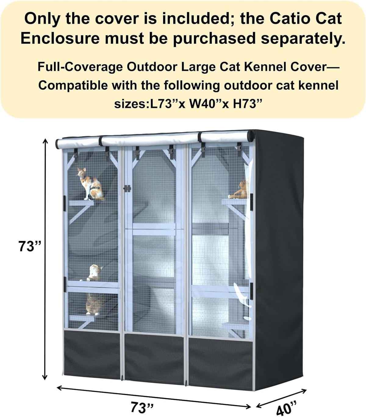 outdoor large cat houses cover l73 x w40 shown in use
