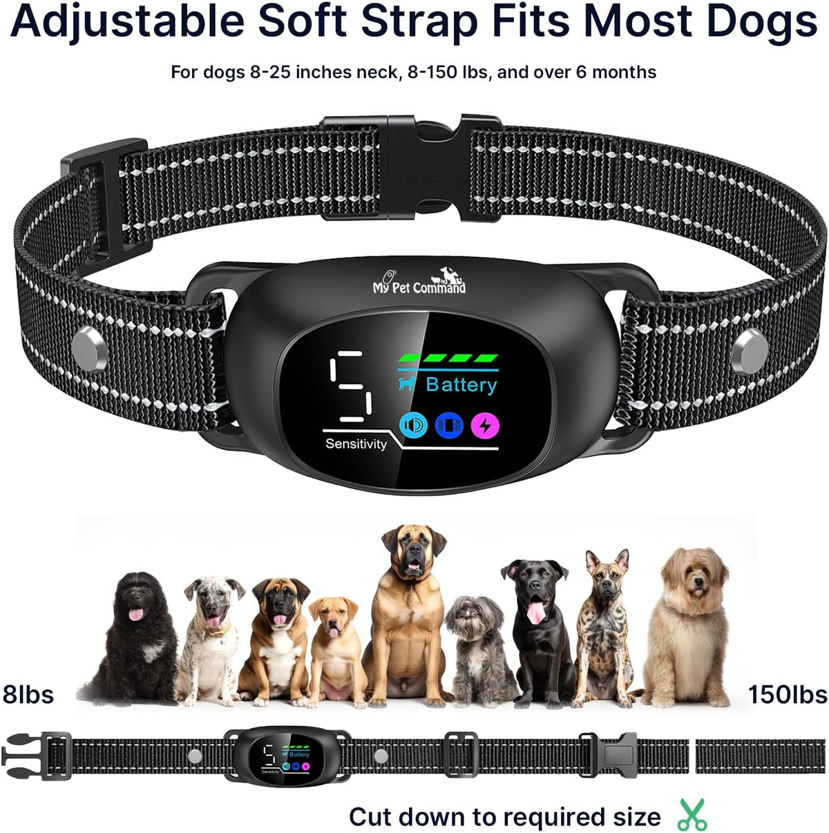 my pet command 2-1 auto dog bark collar, side view