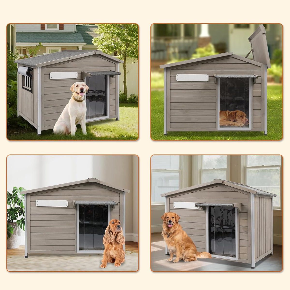petscosset 40.2" l large dog house outdoor &, front angle view