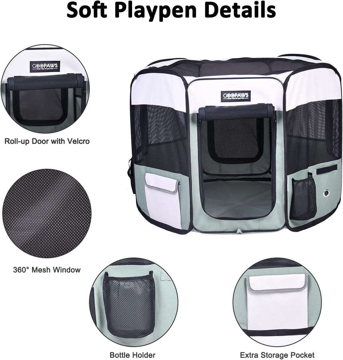 jespet soft dog playpen, portable pet exercise pen shown in use