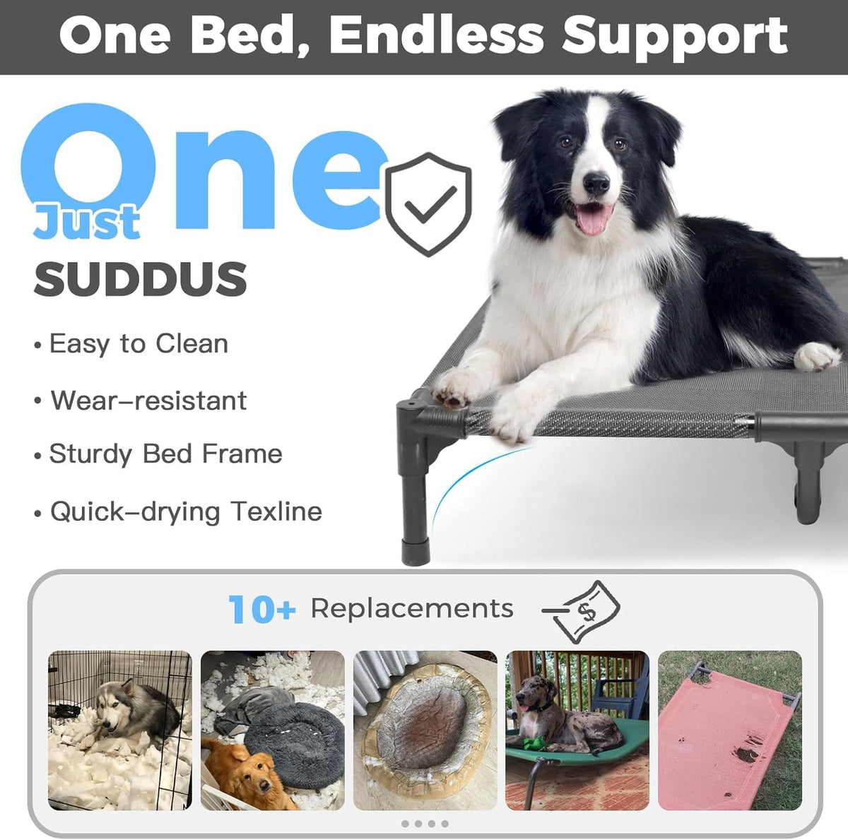 suddus elevated dog bed for large dogs 120lb, close-up detail