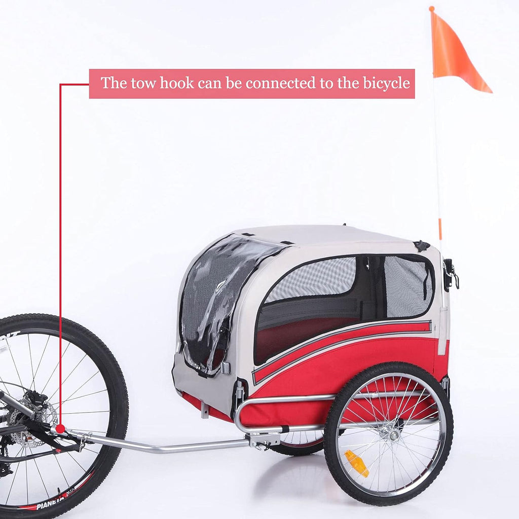 anour 2 in 1 pet bicycle trailer and shown in use