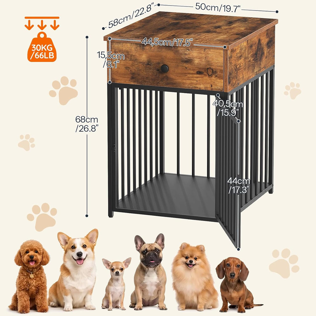 hoobro dog crate furniture, wooden dog house, decorative showing dimensions