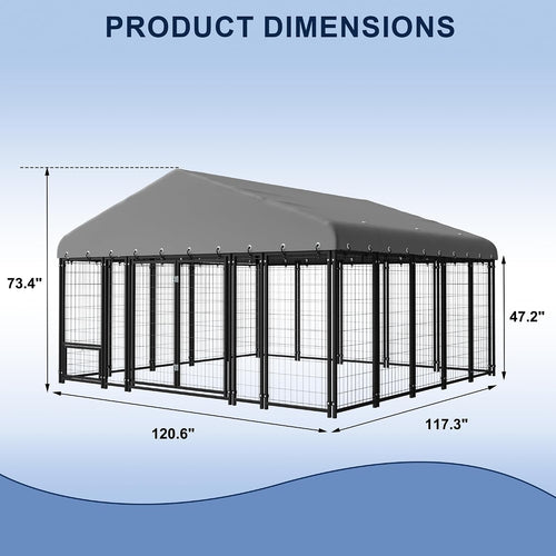 10x10ft dog kennel outside double door large dog shown in use