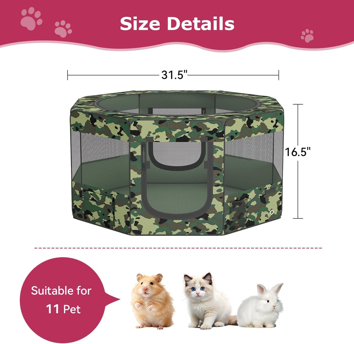 bestpet portable dog & cat playpen foldable enclosed, close-up detail