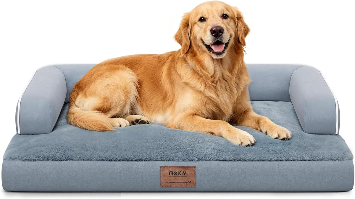 mekiy orthopedic washable dog bed with bolster for, main product view