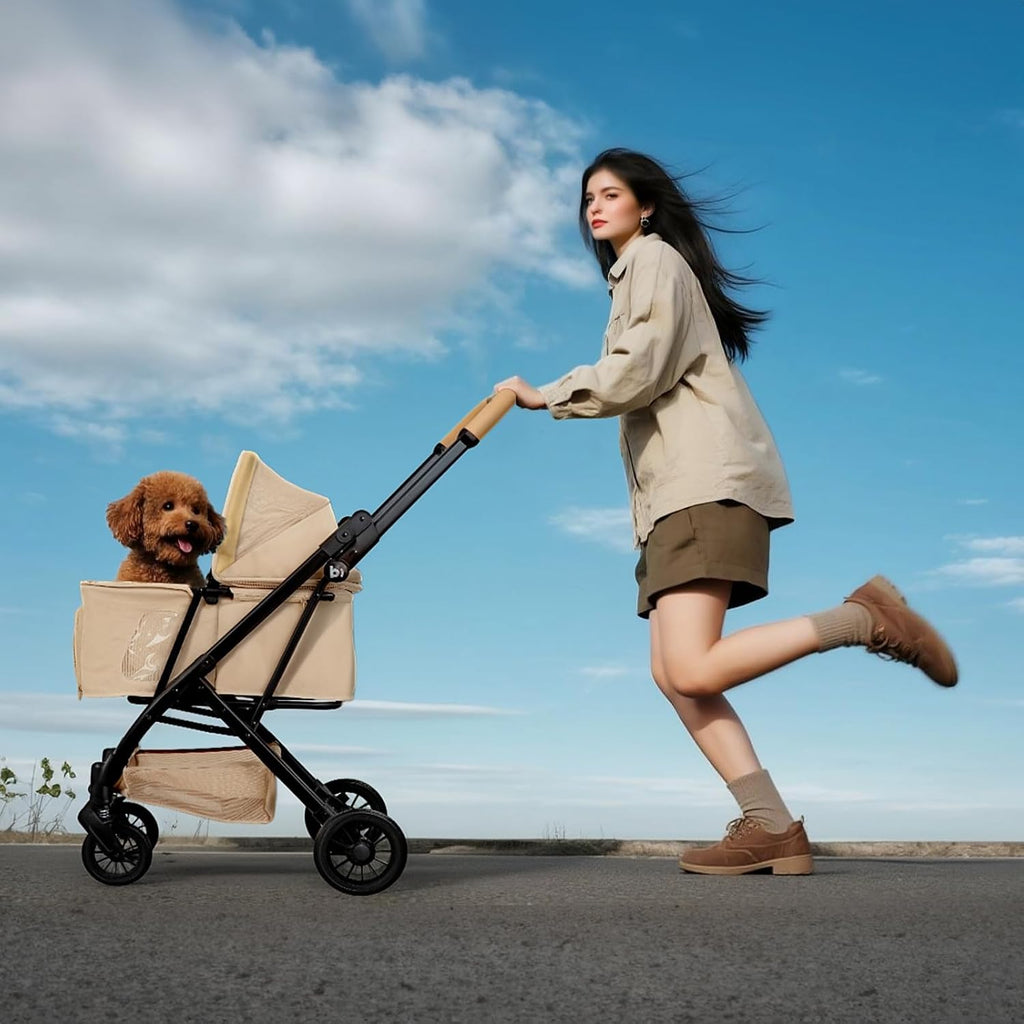 portable compact dog strollers for small dogs with on a desk or shelf