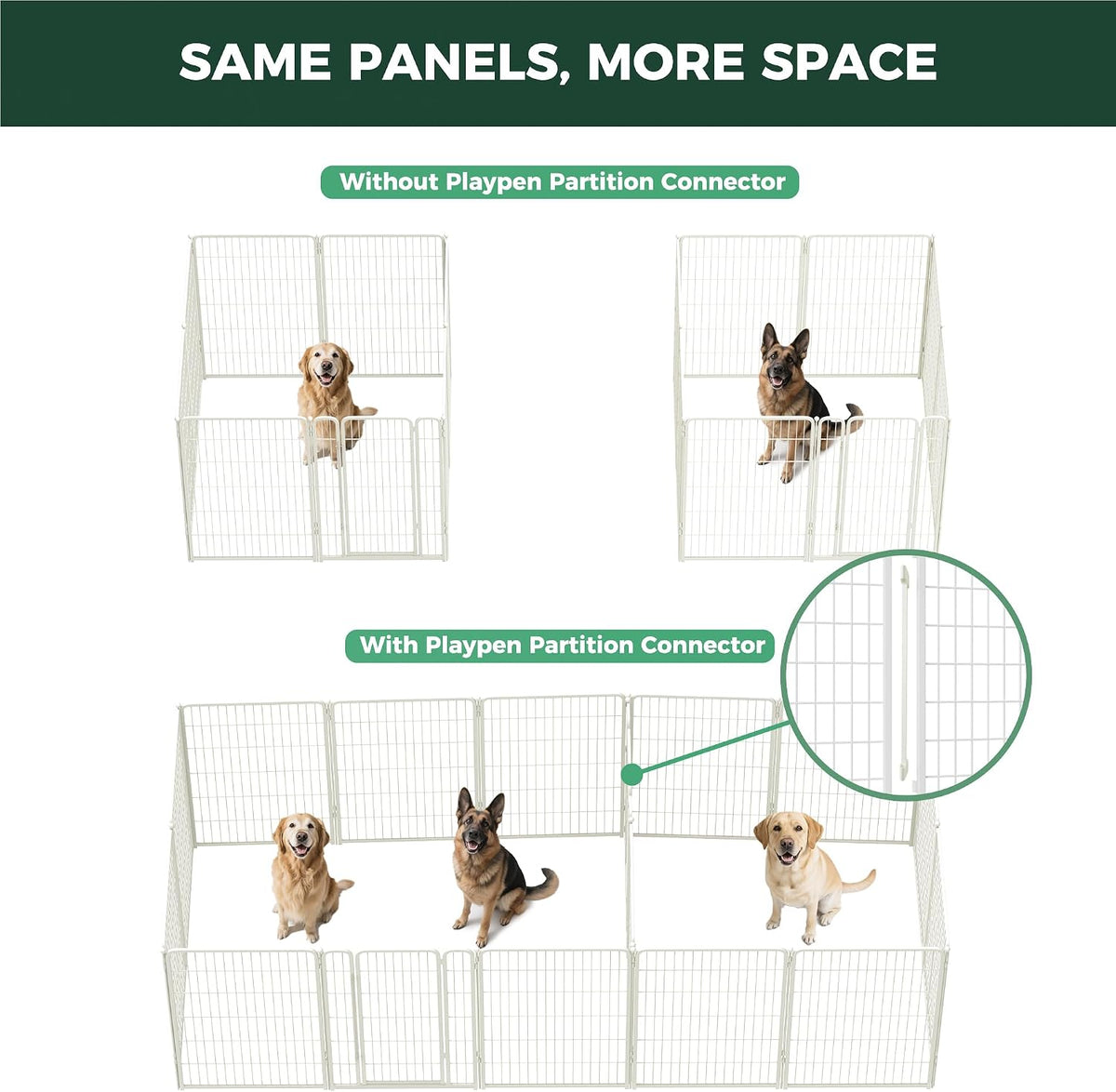 fxw divider connectors, dog playpen accessories, 2 pack, close-up detail