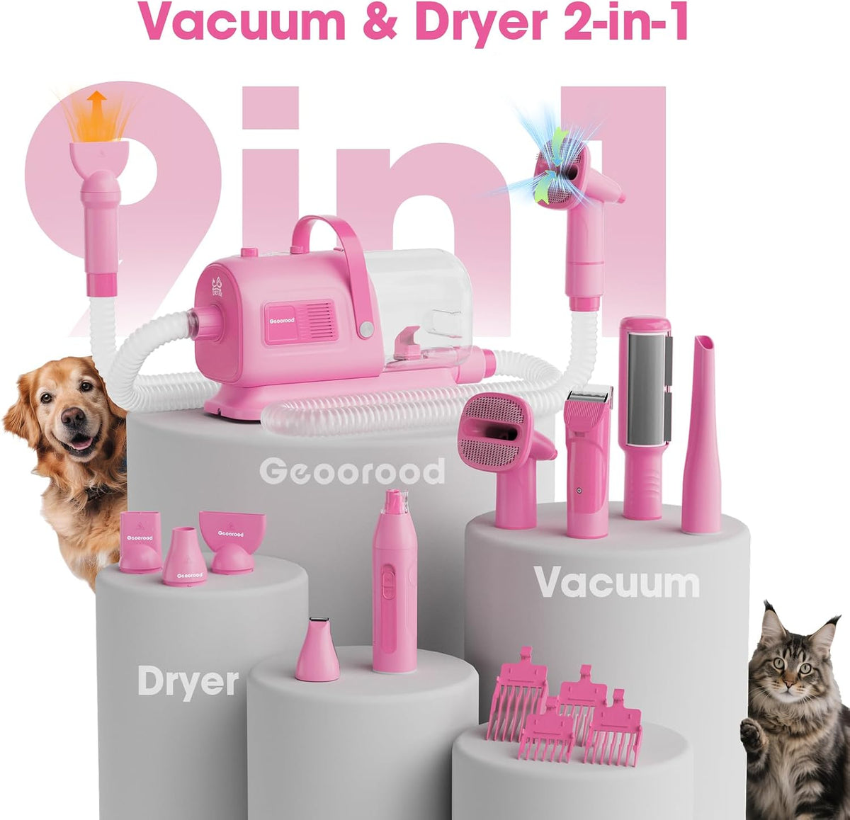 dog grooming vacuum and dryer kit, blower for, close-up detail