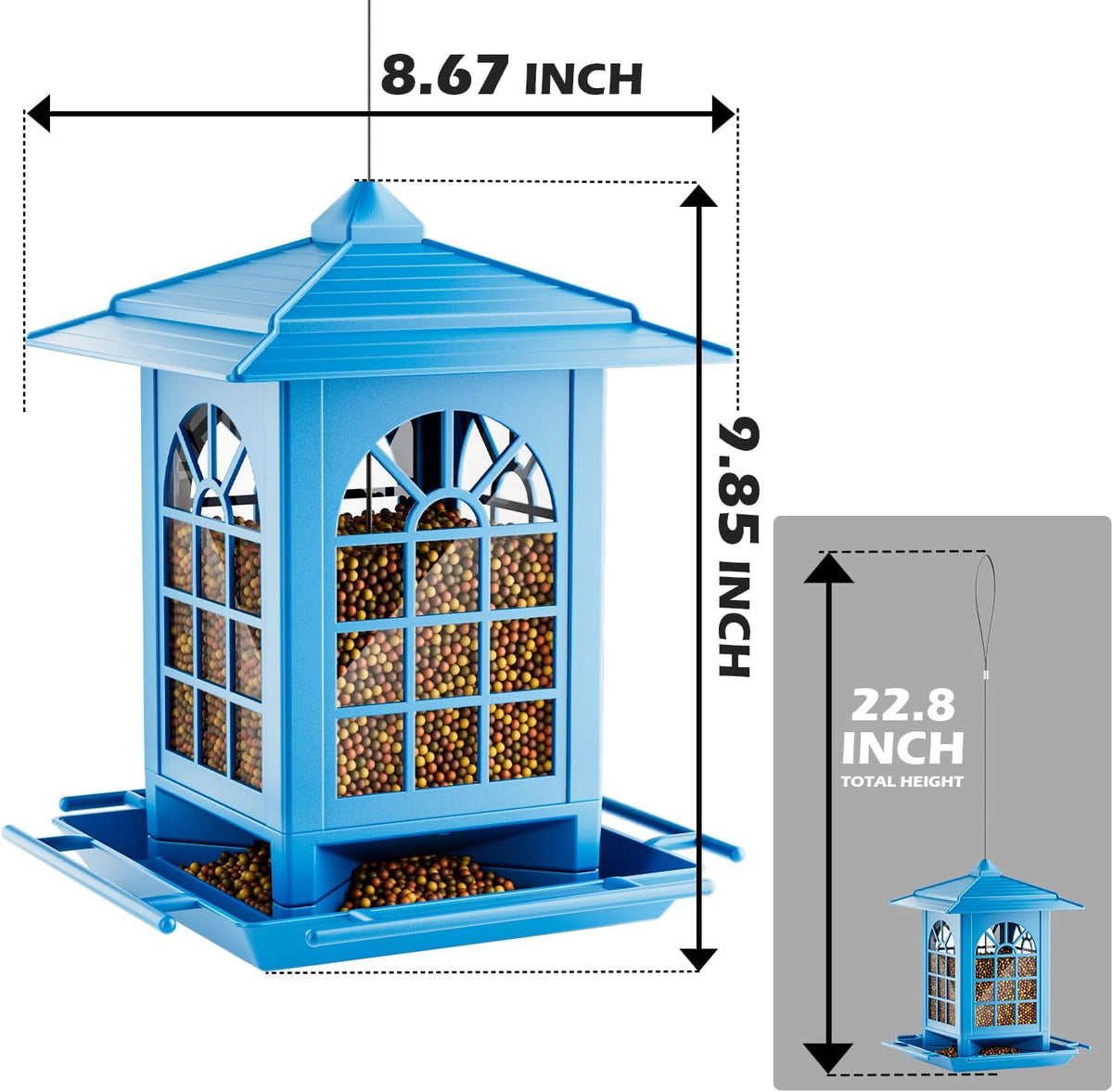 birdream 2 pack bird feeders for outdoor hanging, close-up detail
