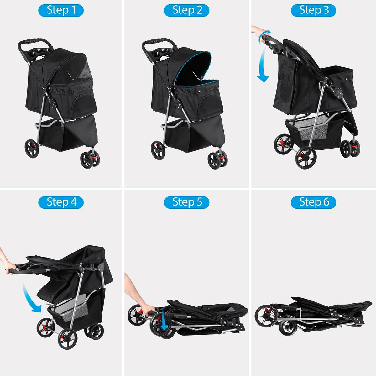 foldable pet stroller for cats and dogs 3, package contents