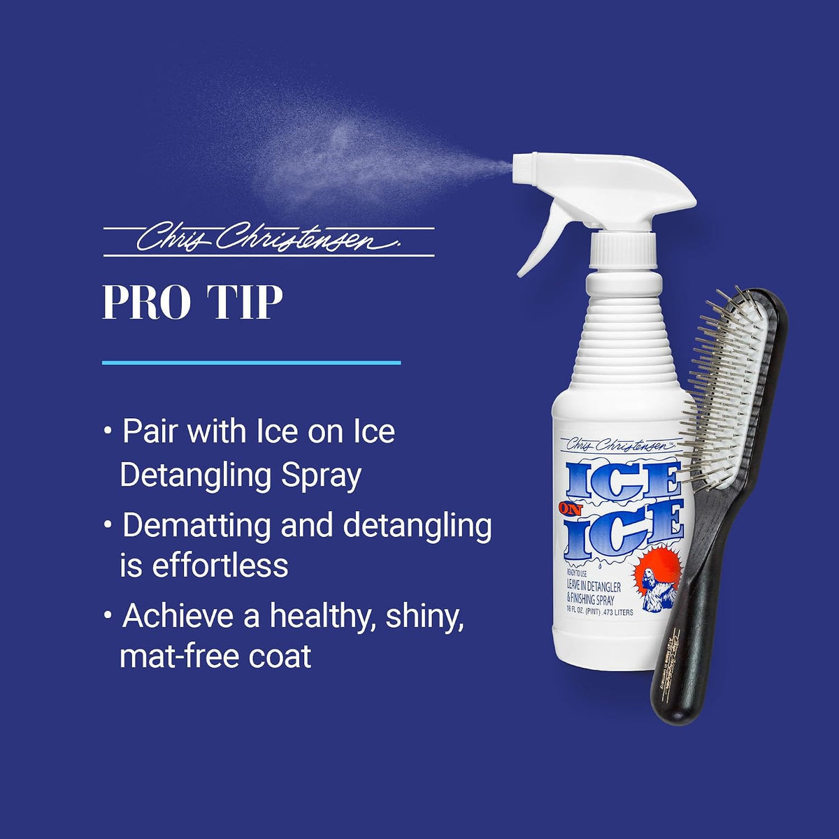 chris christensen dog brush, 20 mm. ice slip showing dimensions