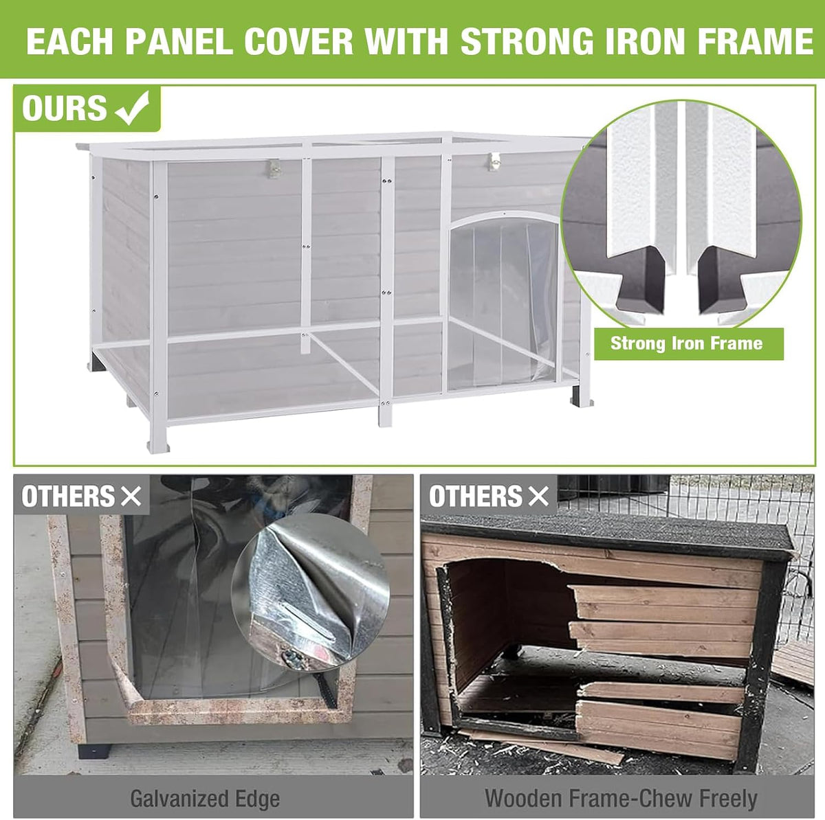 heated dog house outdoor 59.1" extra large 100%, side view