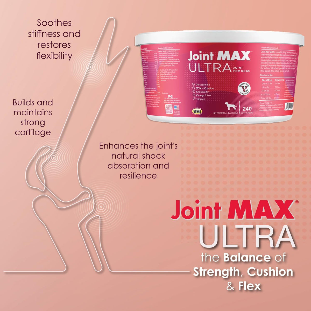 ultra advanced hip & joint support for dogs, side view