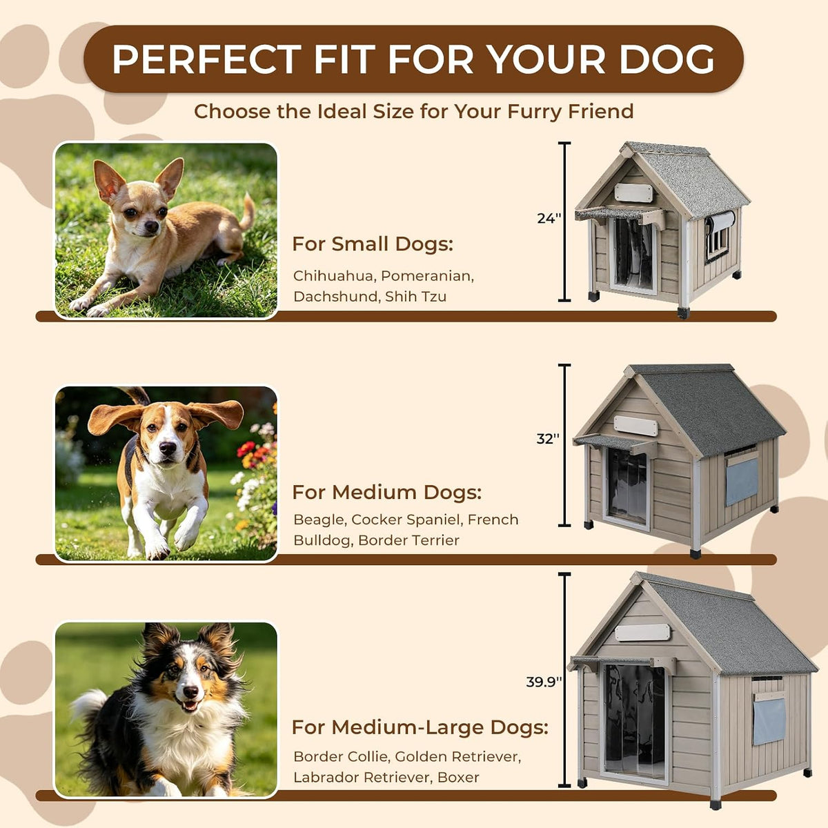 weatherproof wooden dog house outdoor for medium‑large dogs, package contents