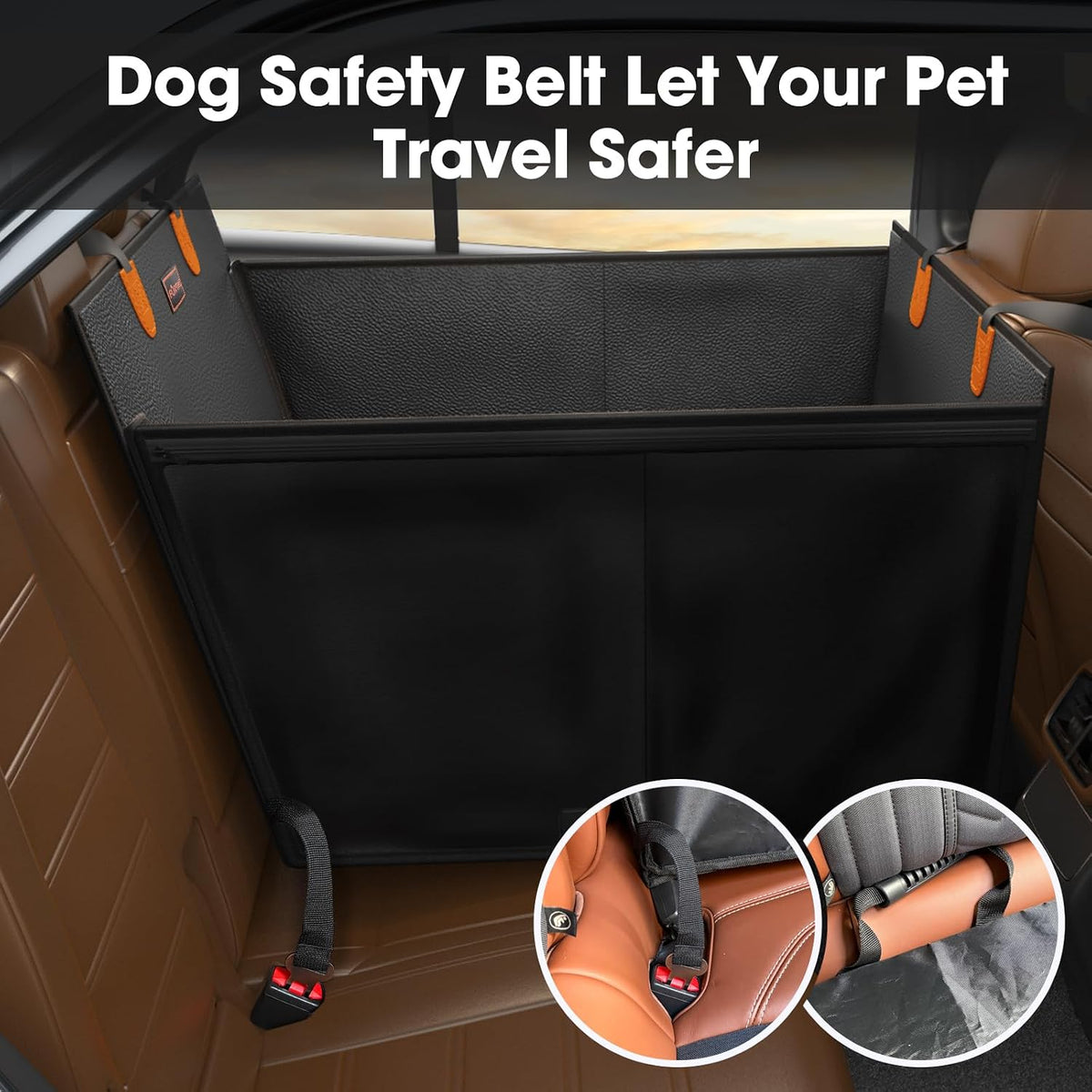 furtime large dog car seat, upgraded pu leather, view 9