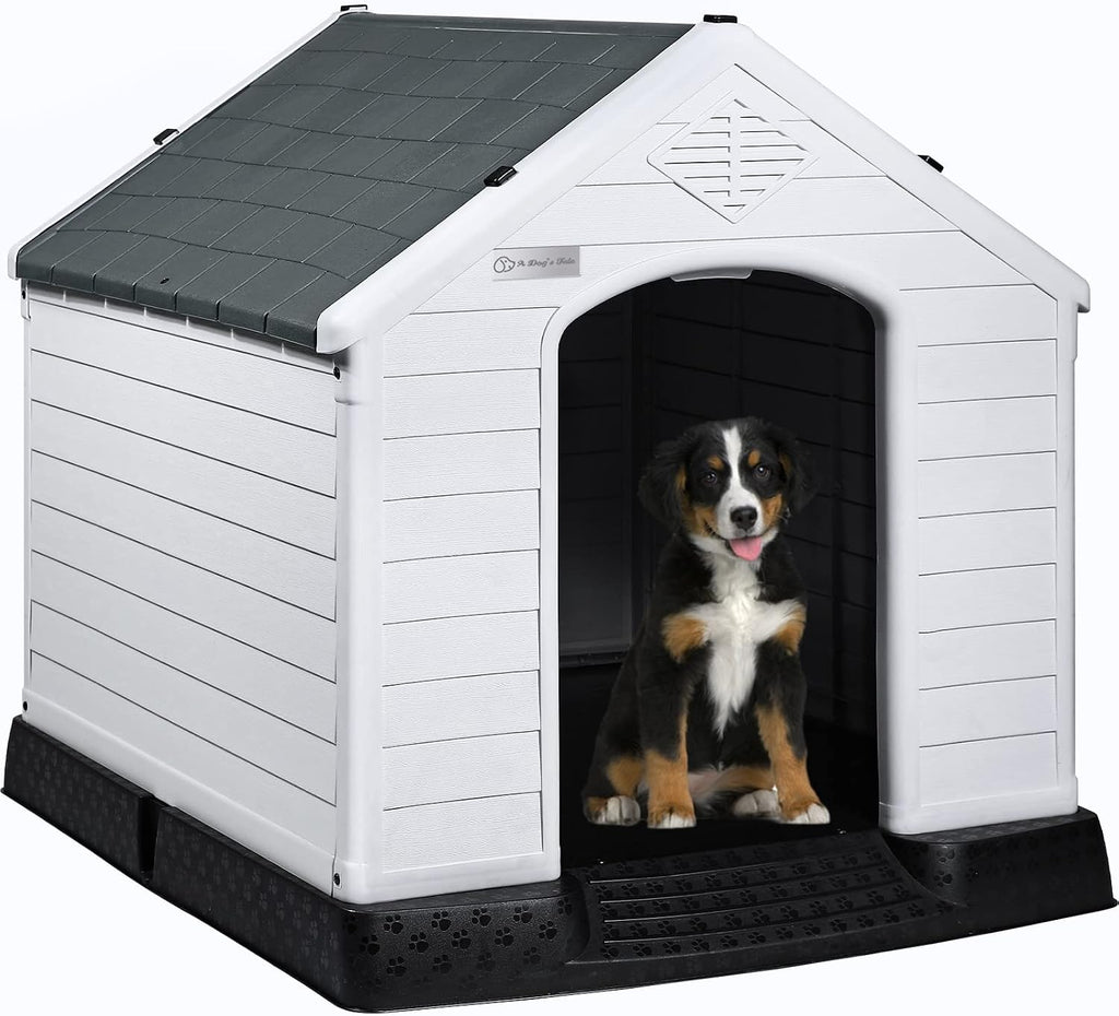 lemberi durable waterproof plastic dog house for small, front angle view