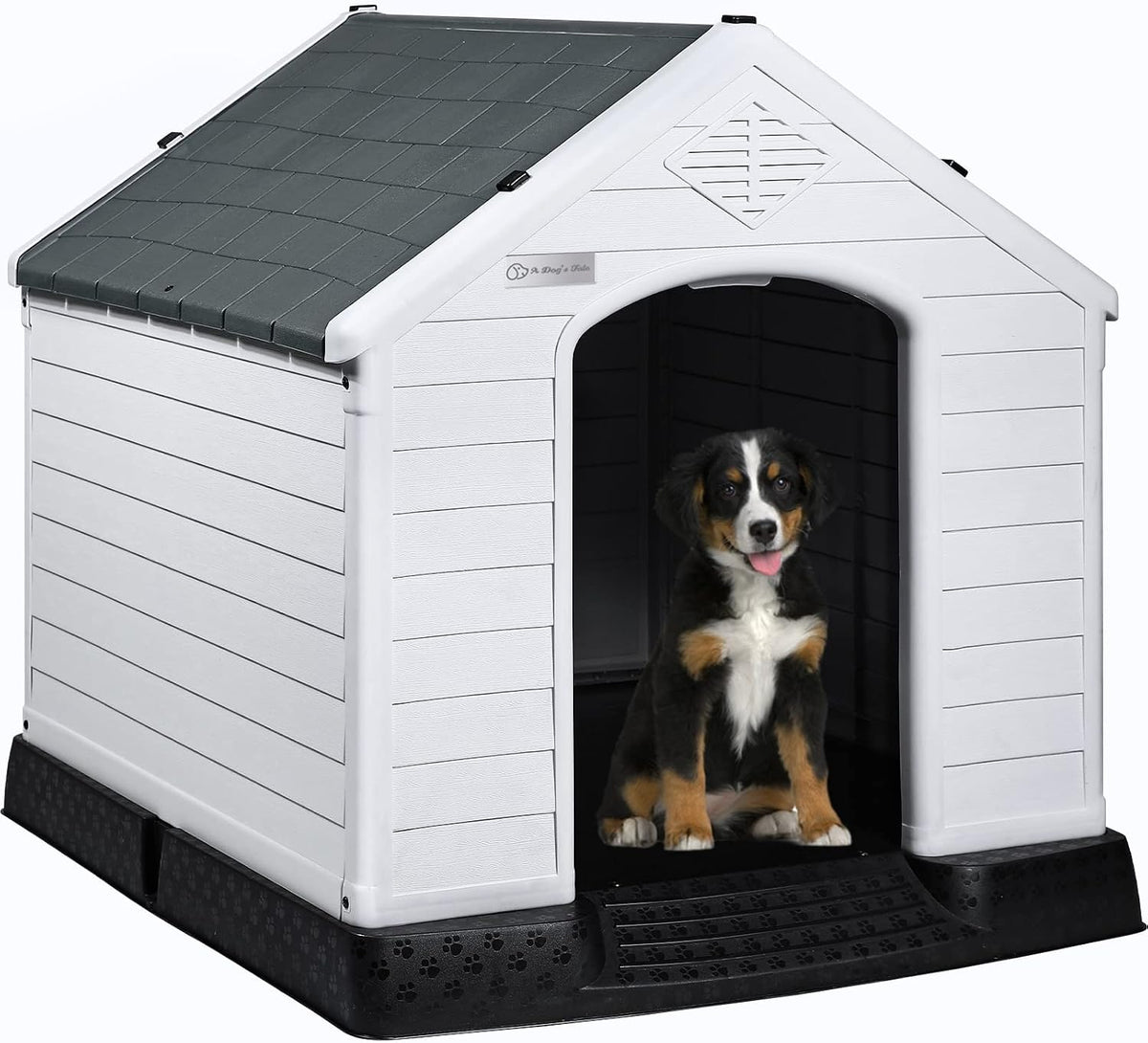 lemberi durable waterproof plastic dog house for small, front angle view