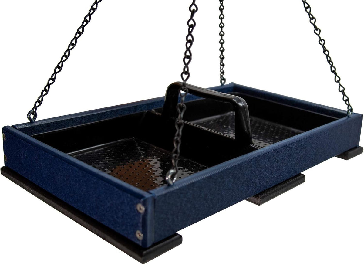jcs wildlife poly lumber hanging tray platform bird, side view