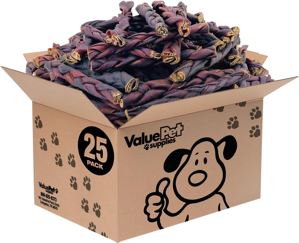 valuebull beef collagen braids for dogs, 6 inch, main product view