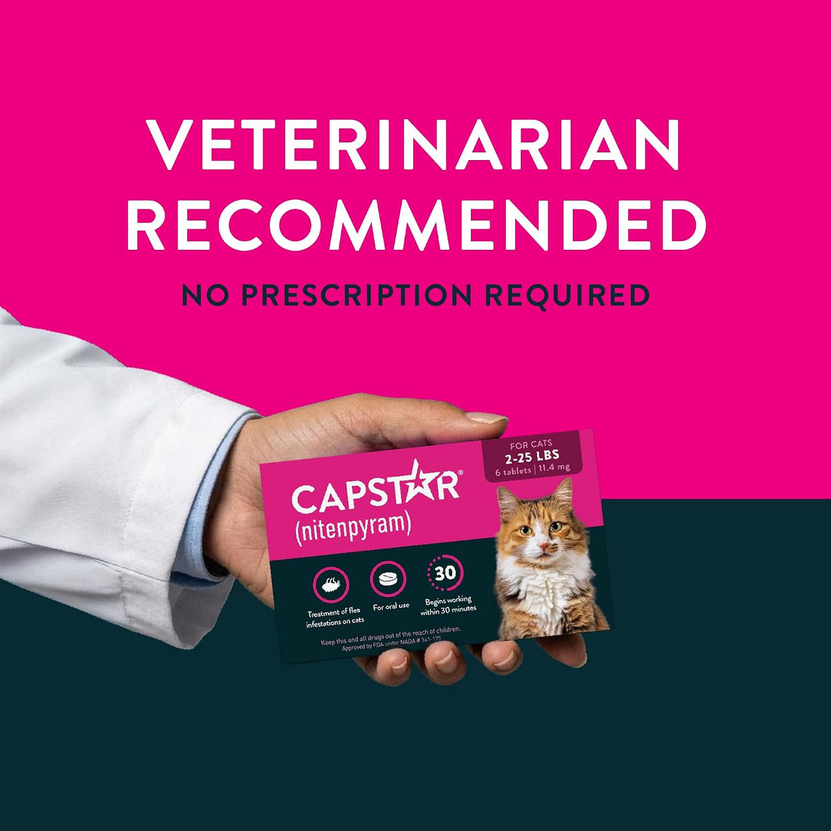 capstar oral flea tablets cats 2-25 lbs, nitenpyram showing dimensions