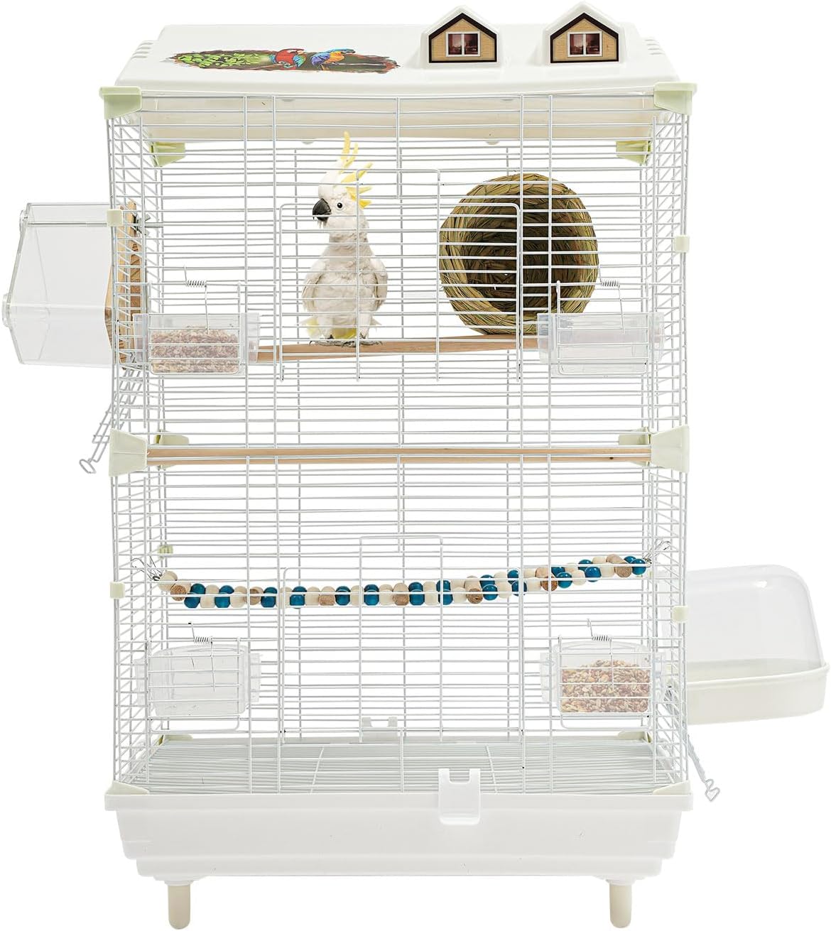 2-door wrought iron bird cage parakeet cage with, close-up detail